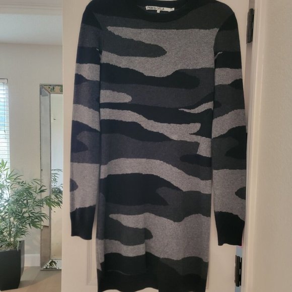 Pam & Gela Camo Sweater Dress in Grey Camo, Size S - Picture 2 of 4